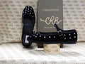 Mary Jane in velluto cotone nero con gros nero e fodera nera + borchie argento