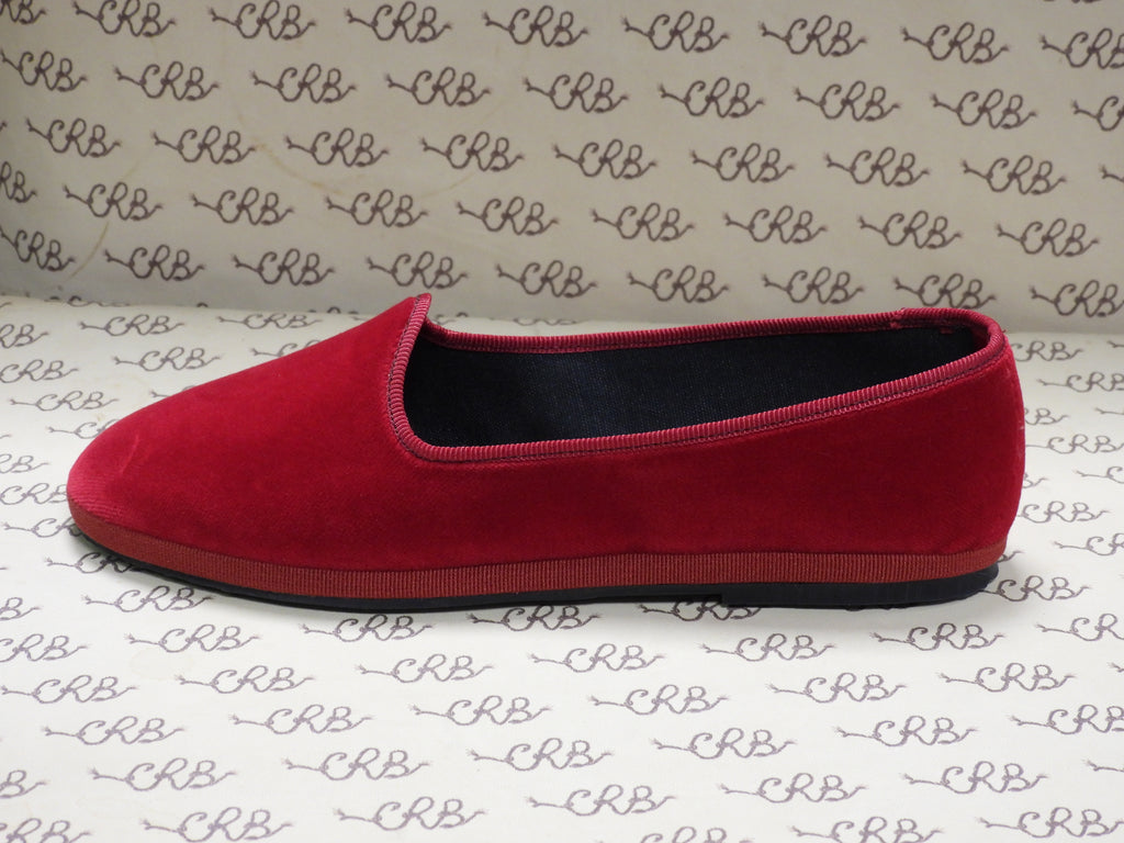 Friulana in velluto cotone rosso con gros rosso e fodera nera