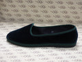 Friulana in velluto cotone blu con gros verde e fodera nera