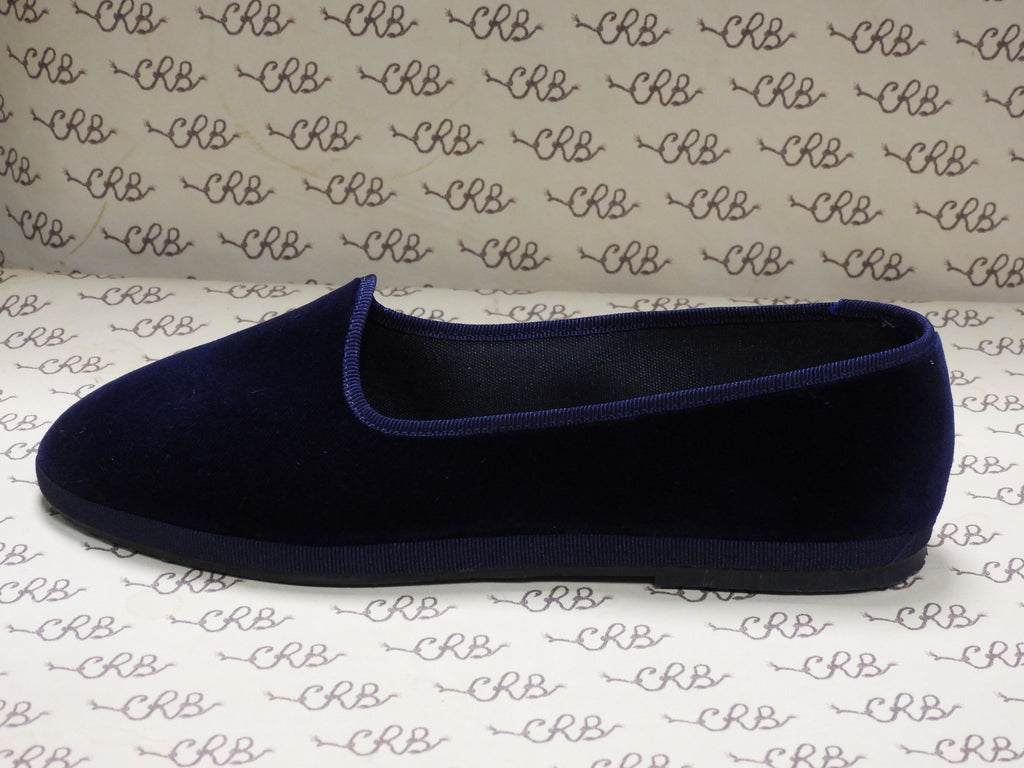 Friulana in velluto cotone blu con gros blu e fodera nera