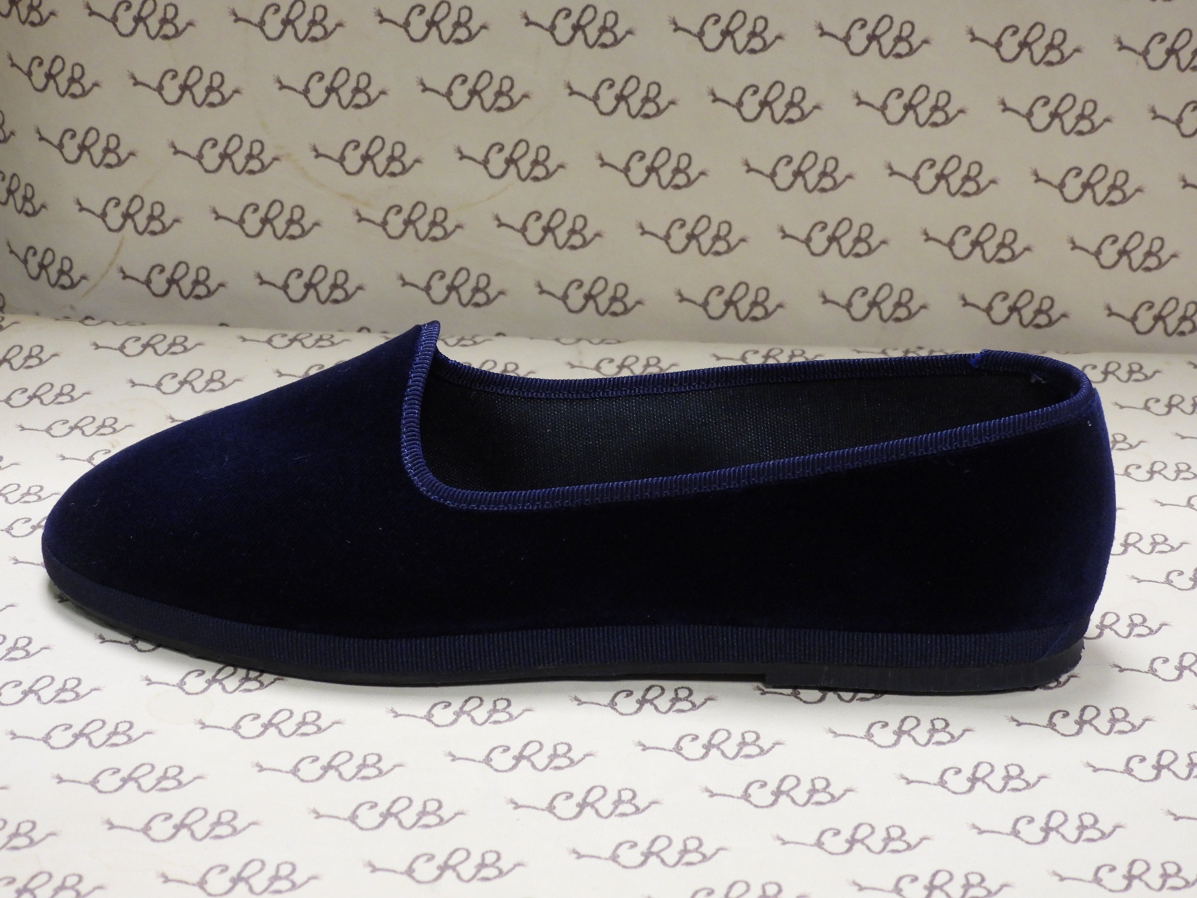 Friulana in velluto cotone blu con gros blu e fodera nera