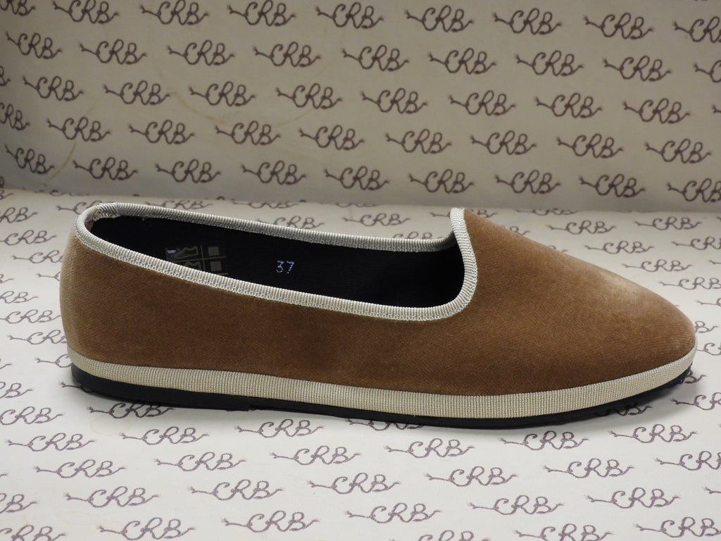 Friulana in velluto cotone cognac con gros beige e fodera nera