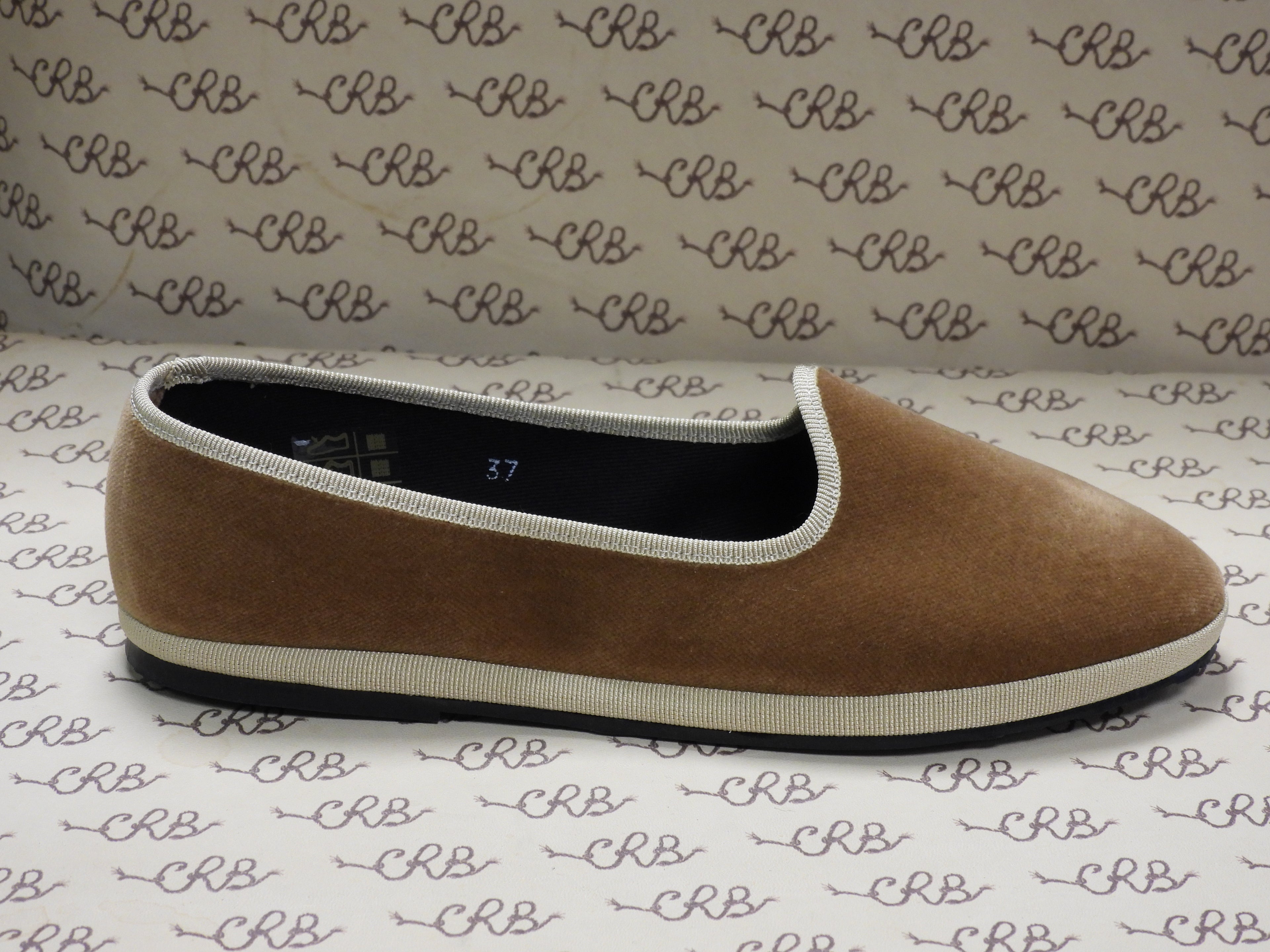 Friulana in velluto cotone cognac con gros beige e fodera nera