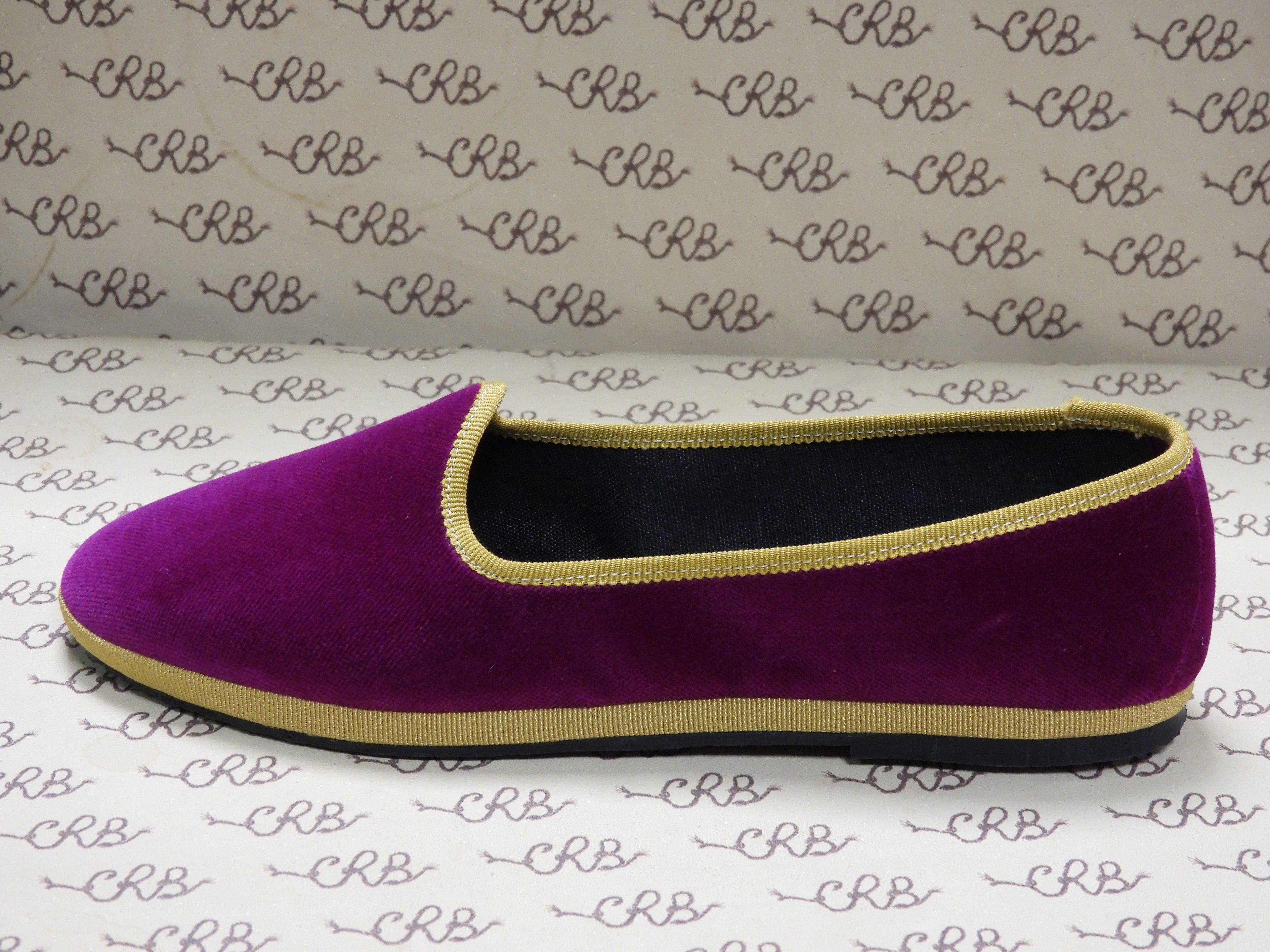Friulana in velluto cotone fucsia con gros senape e fodera nera