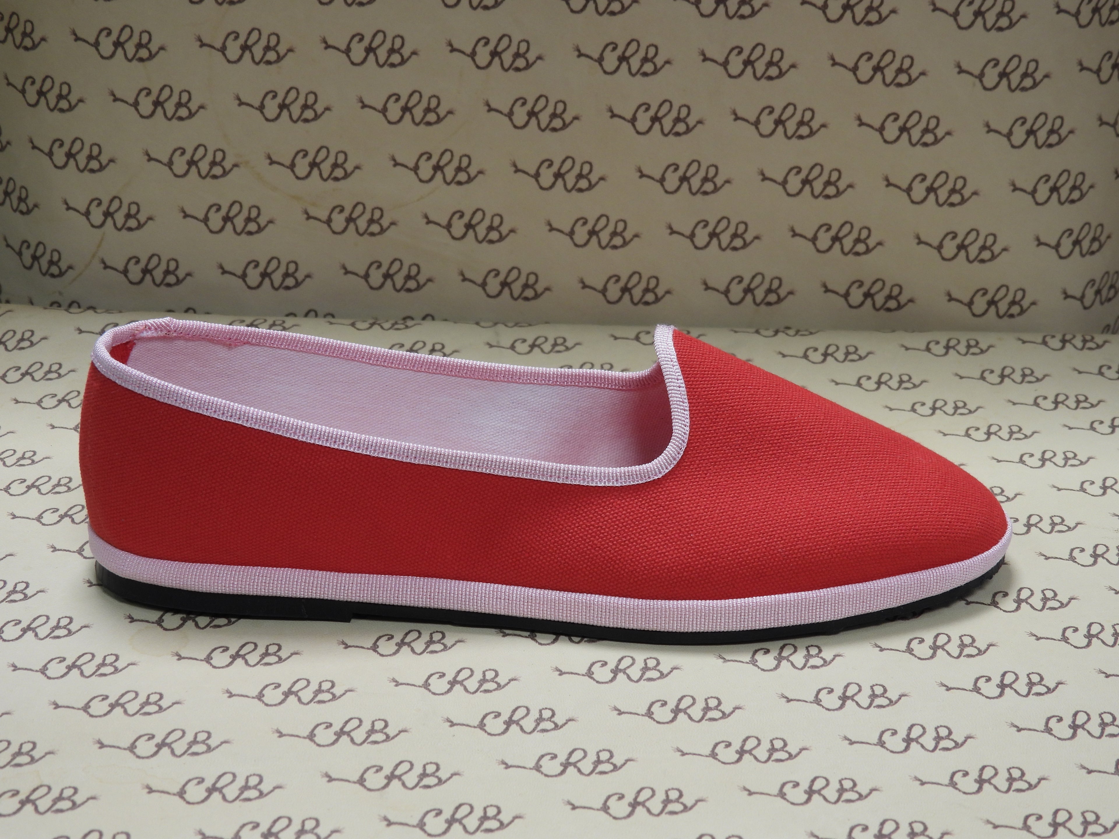 Friulana in tessuto olona rosso con gros rosa e fodera bianca