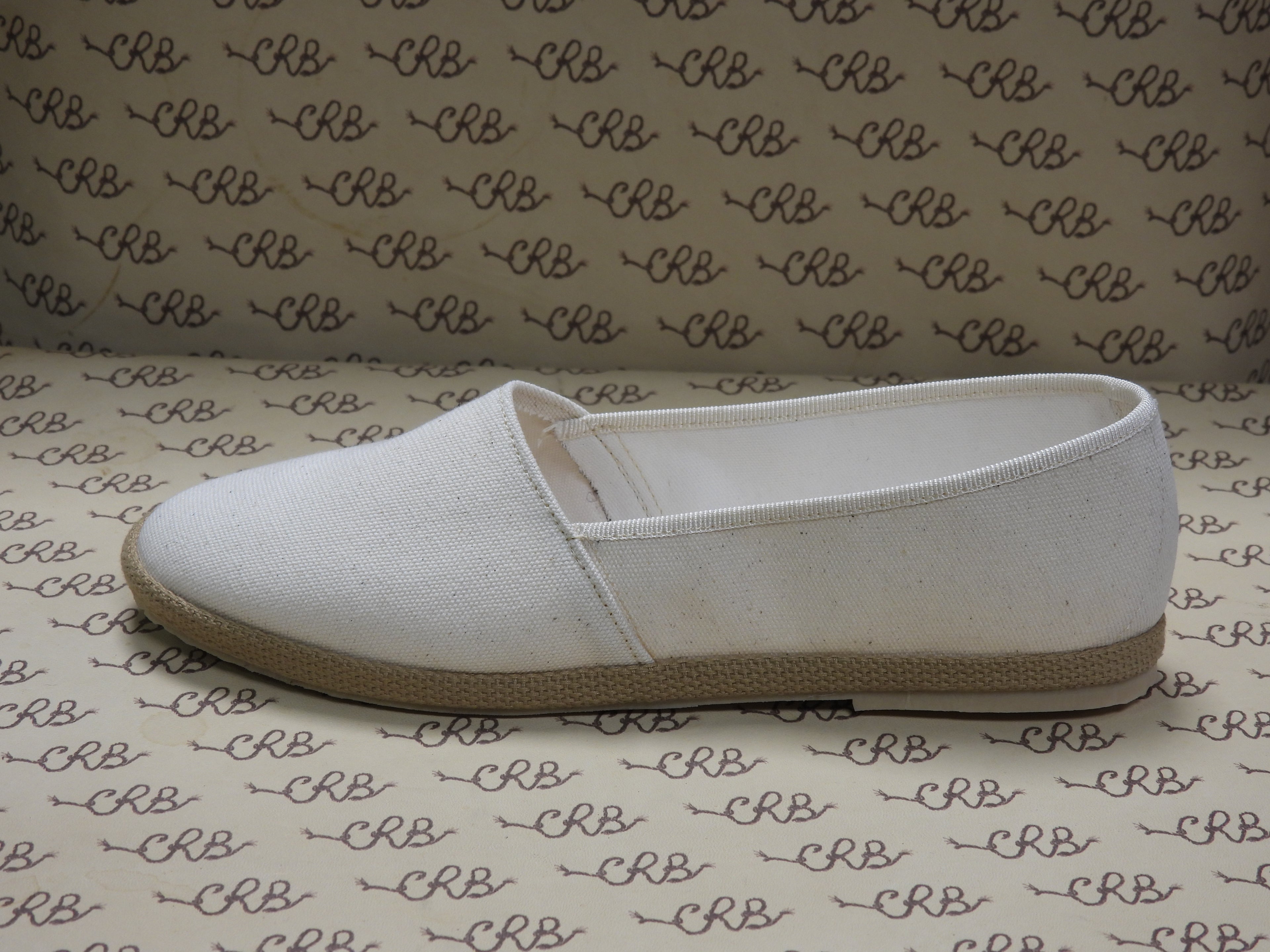 Espadrillas in tessuto olona bianco con fodera bianca