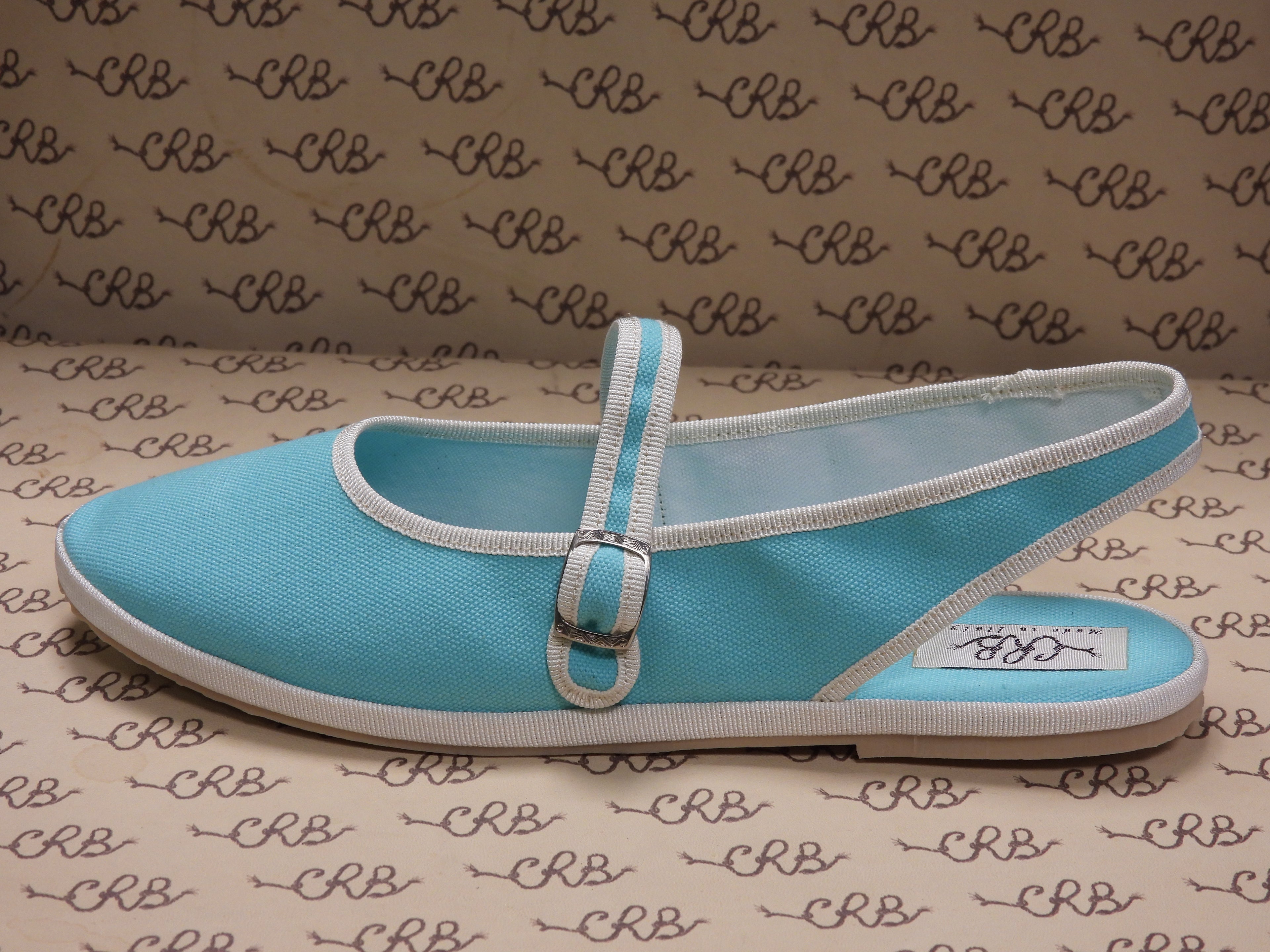 Chanellina in tessuto olona azzurro con gros bianco e fodera bianca