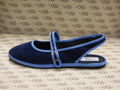 Chanellina in velluto cotone blu con gros azzurro e fodera nera