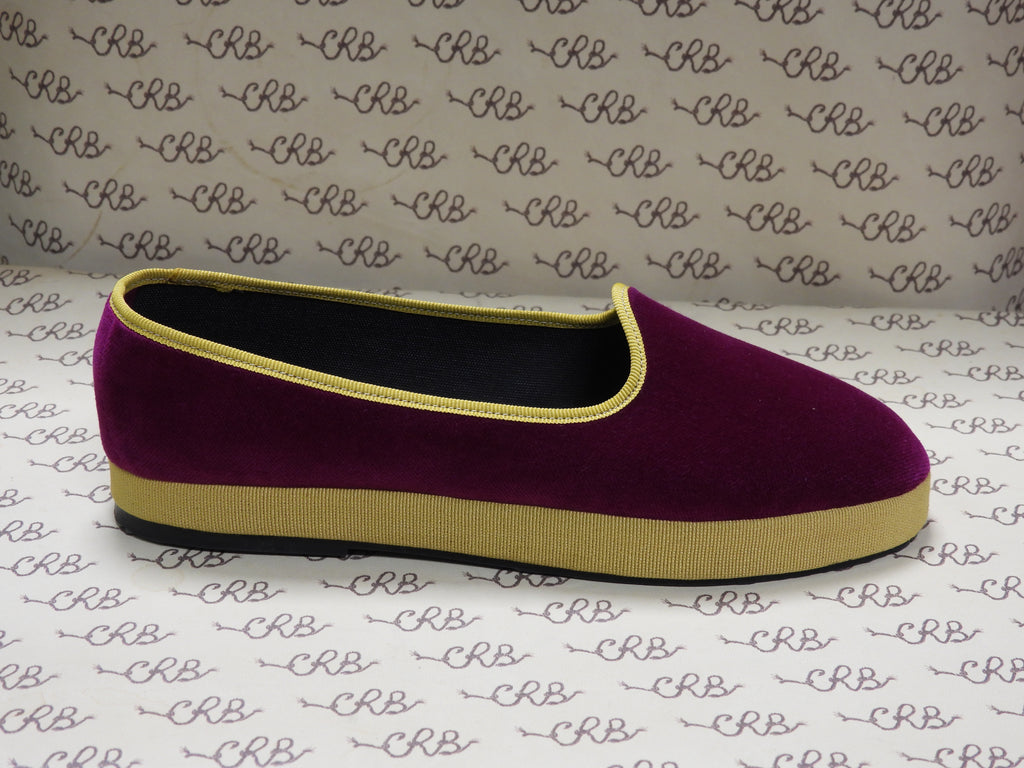 Friulana in velluto cotone fucsia con gros e plateau senape e fodera nera