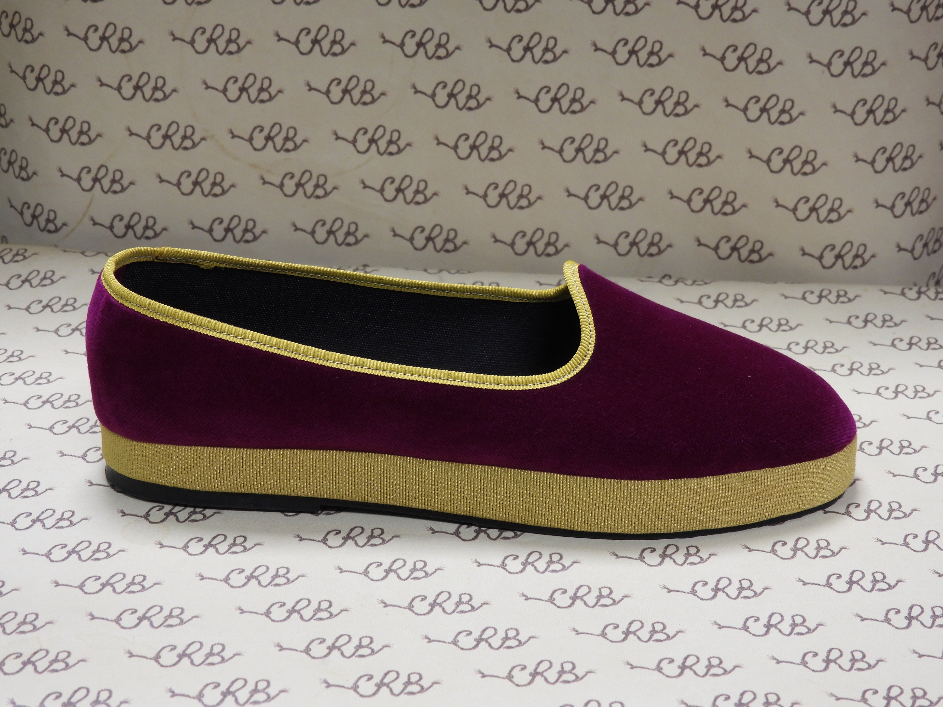 Friulana in velluto cotone fucsia con gros e plateau senape e fodera nera