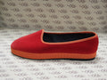 Friulana in velluto cotone rosso con gros e plateau arancione e fodera nera