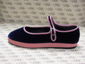 Mary Jane blu con gros rosa, plateau rosa e fodera nera