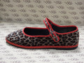 Mary Jane in velluto cotone tigrotto con gros rosso e fodera nera