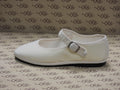 Mary Jane in velluto cotone bianco con gros bianco e fodera bianca