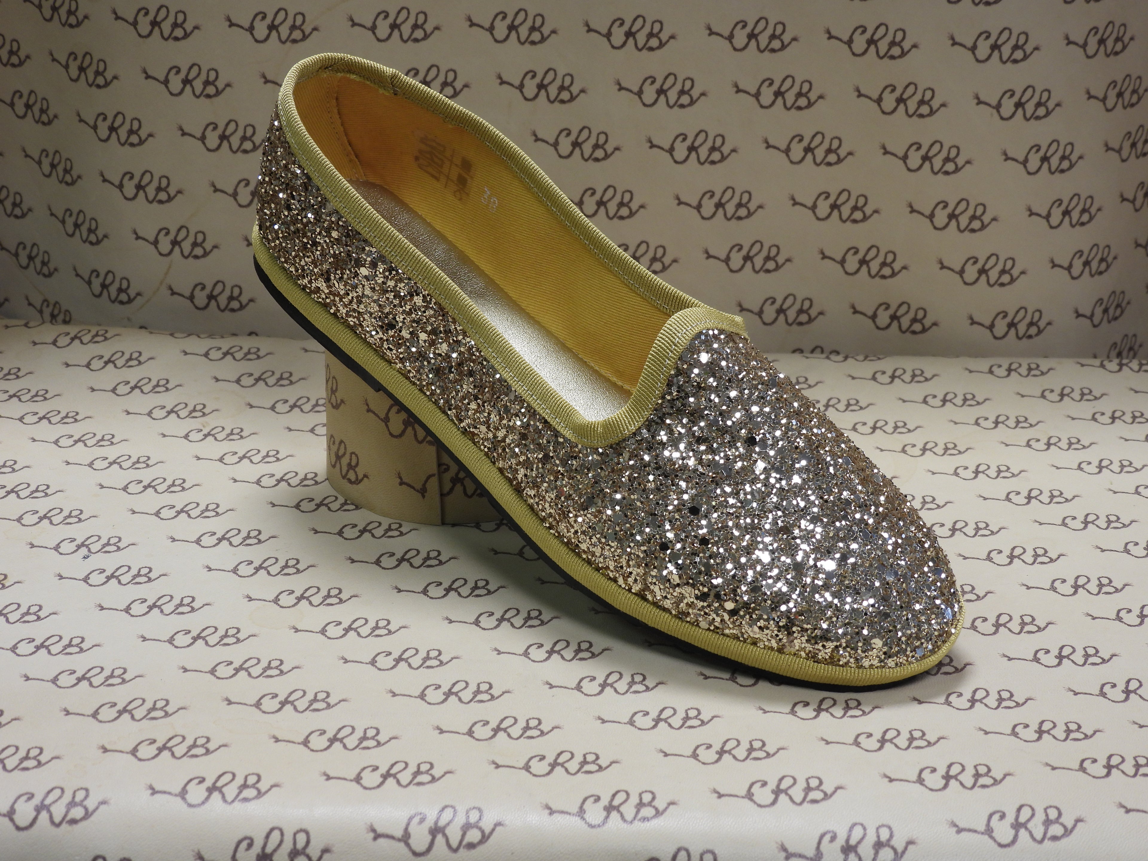 Friulana glitter bronzo colore 13 con gros oro e fodera oro