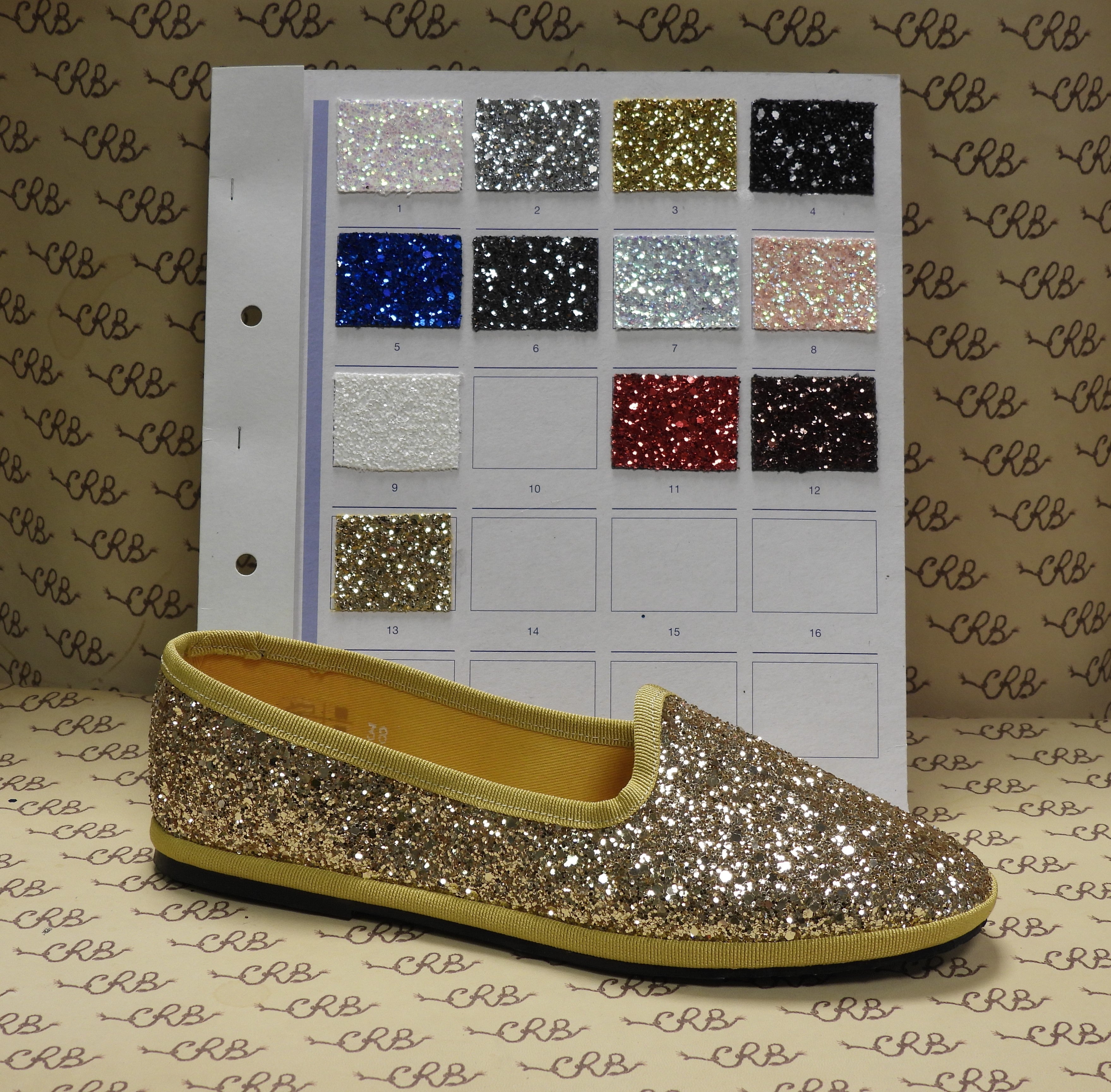 Friulana glitter bronzo colore 13 con gros oro e fodera oro
