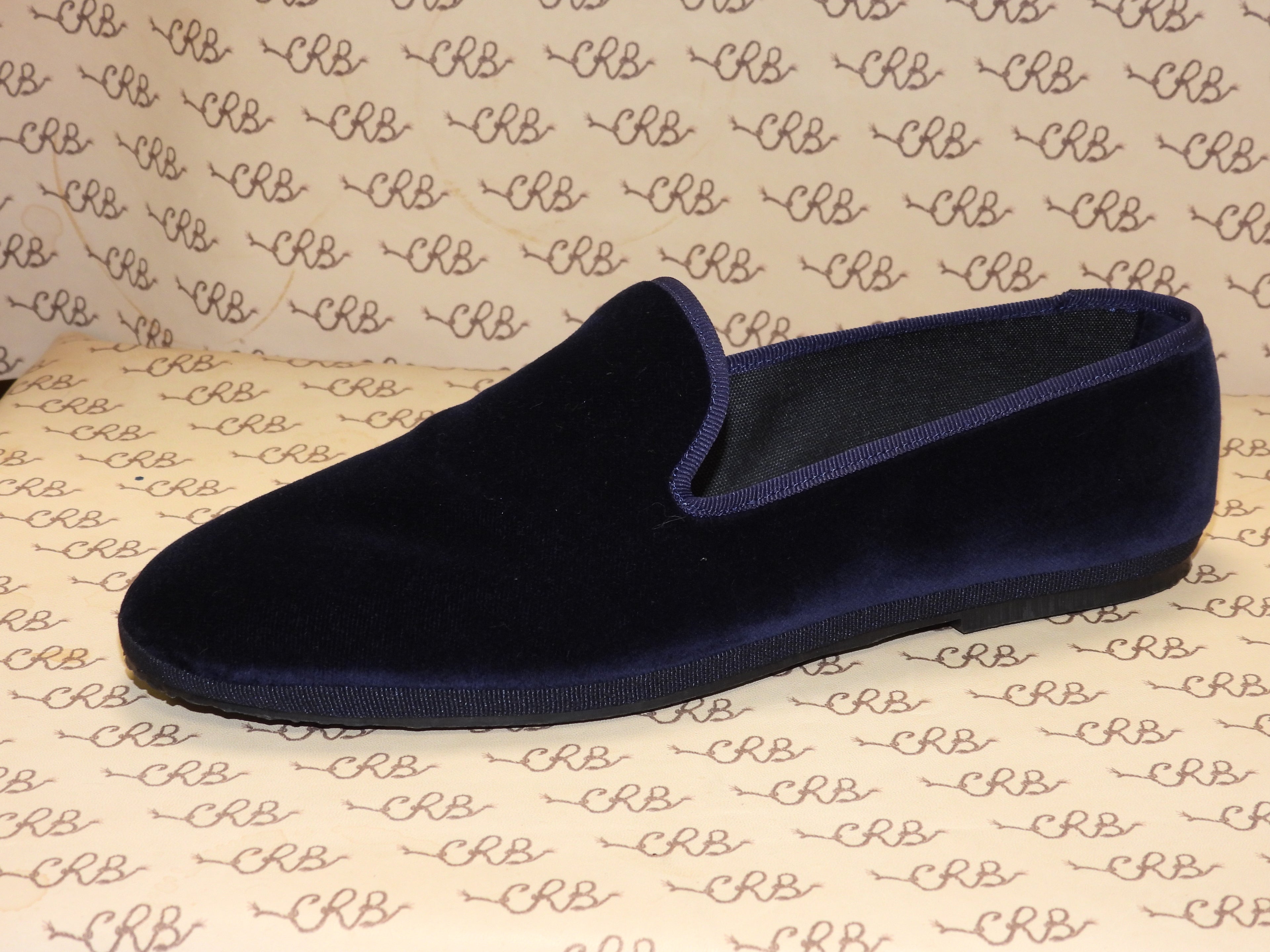 Friulana in tessuto cotone blu con gros blu e fodera nera