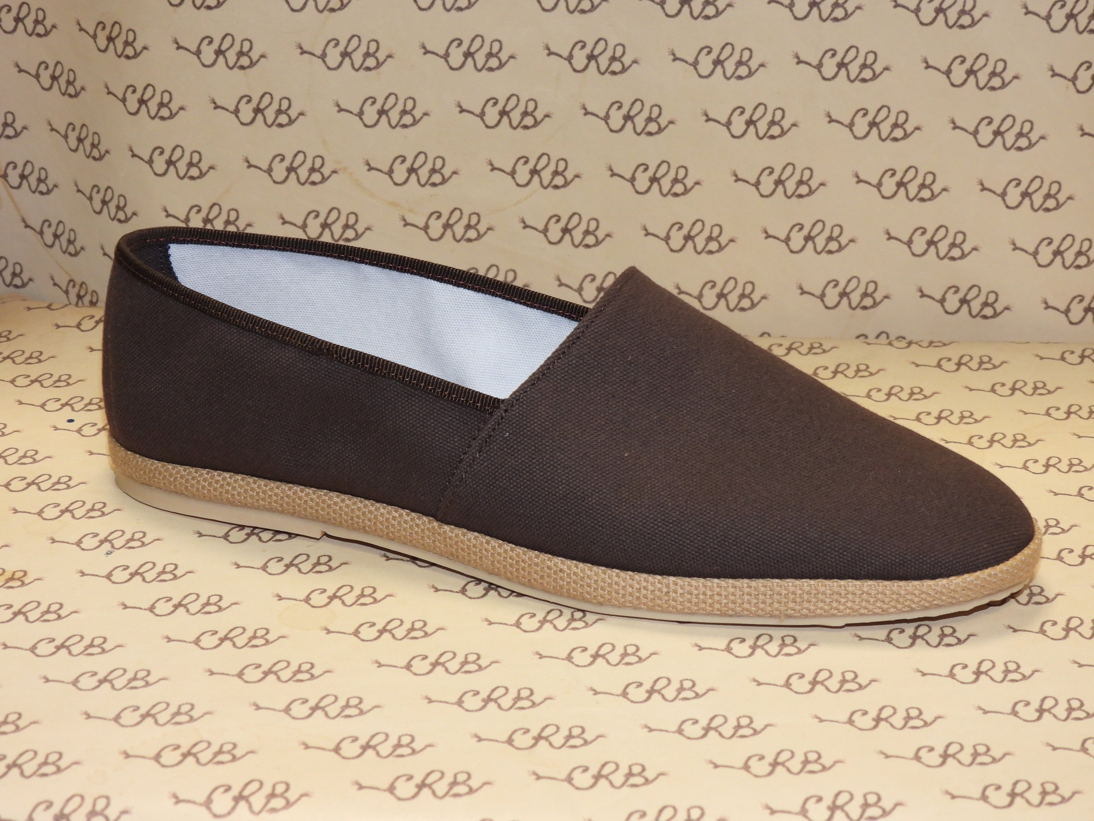 Espadrillas in tessuto olona testa di moro con fodera bianca
