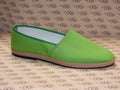 Espadrillas in tessuto olona verde con fodera bianca