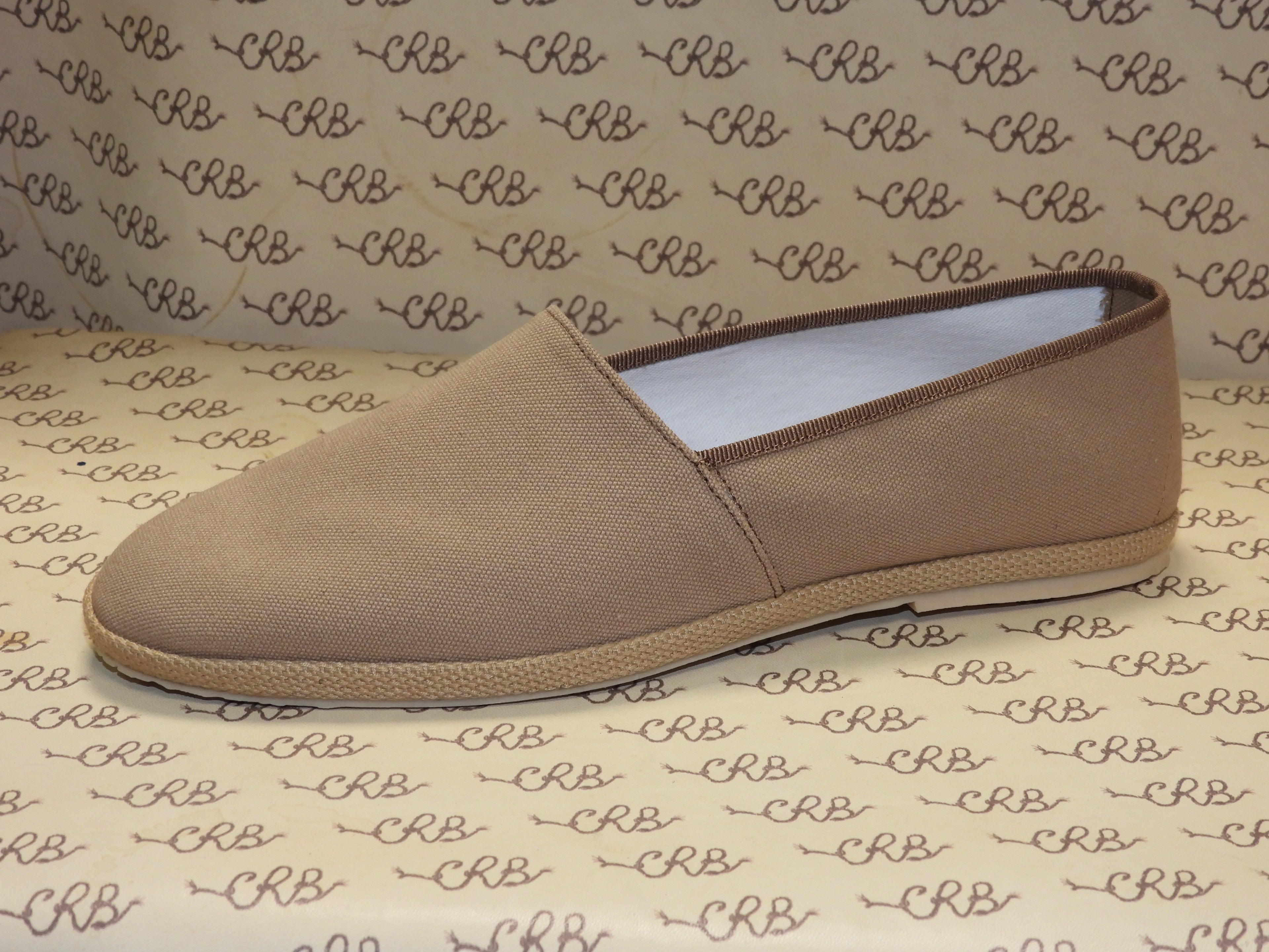 Espadrillas in tessuto olona beige con fodera bianca