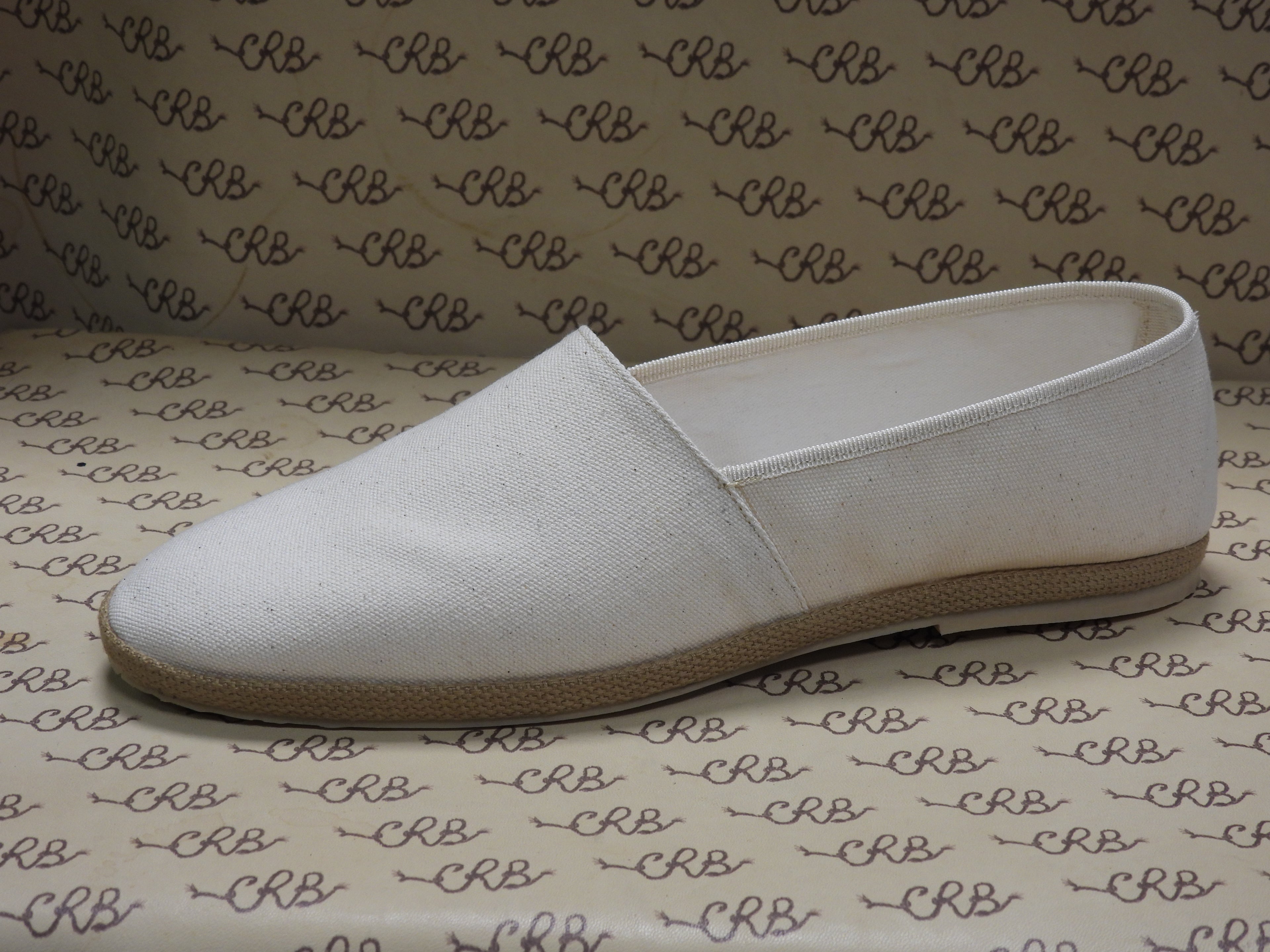 Espadrillas in tessuto olona bianco con fodera bianca