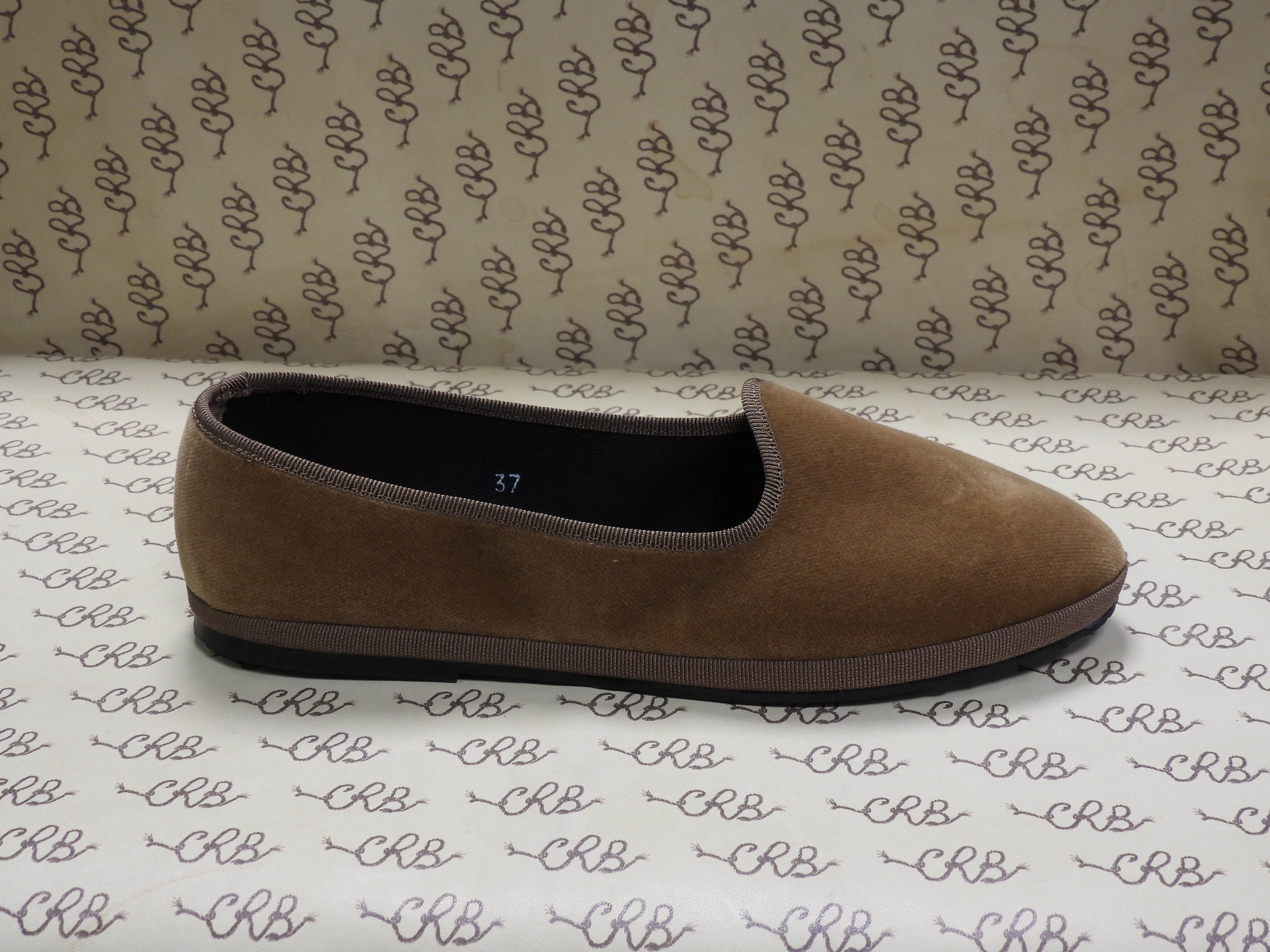 Friulana in velluto cotone cognac con gros marrone e fodera nera