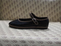 Mary Jane in pelle nera con gros marrone e fodera nera