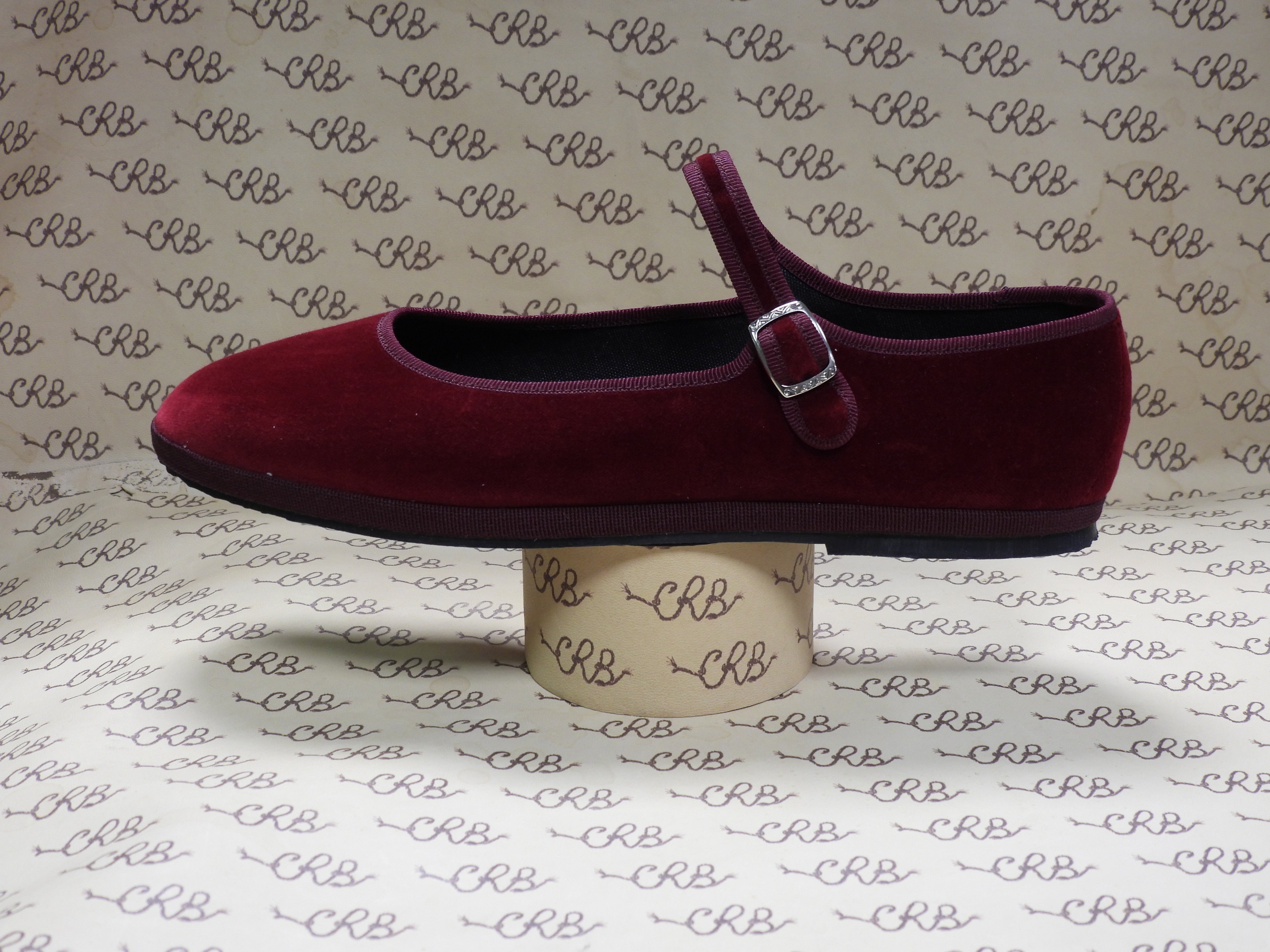 Mary Jane bordeaux in velluto cotone con gros bordeaux e fodera nera NUMERO 40