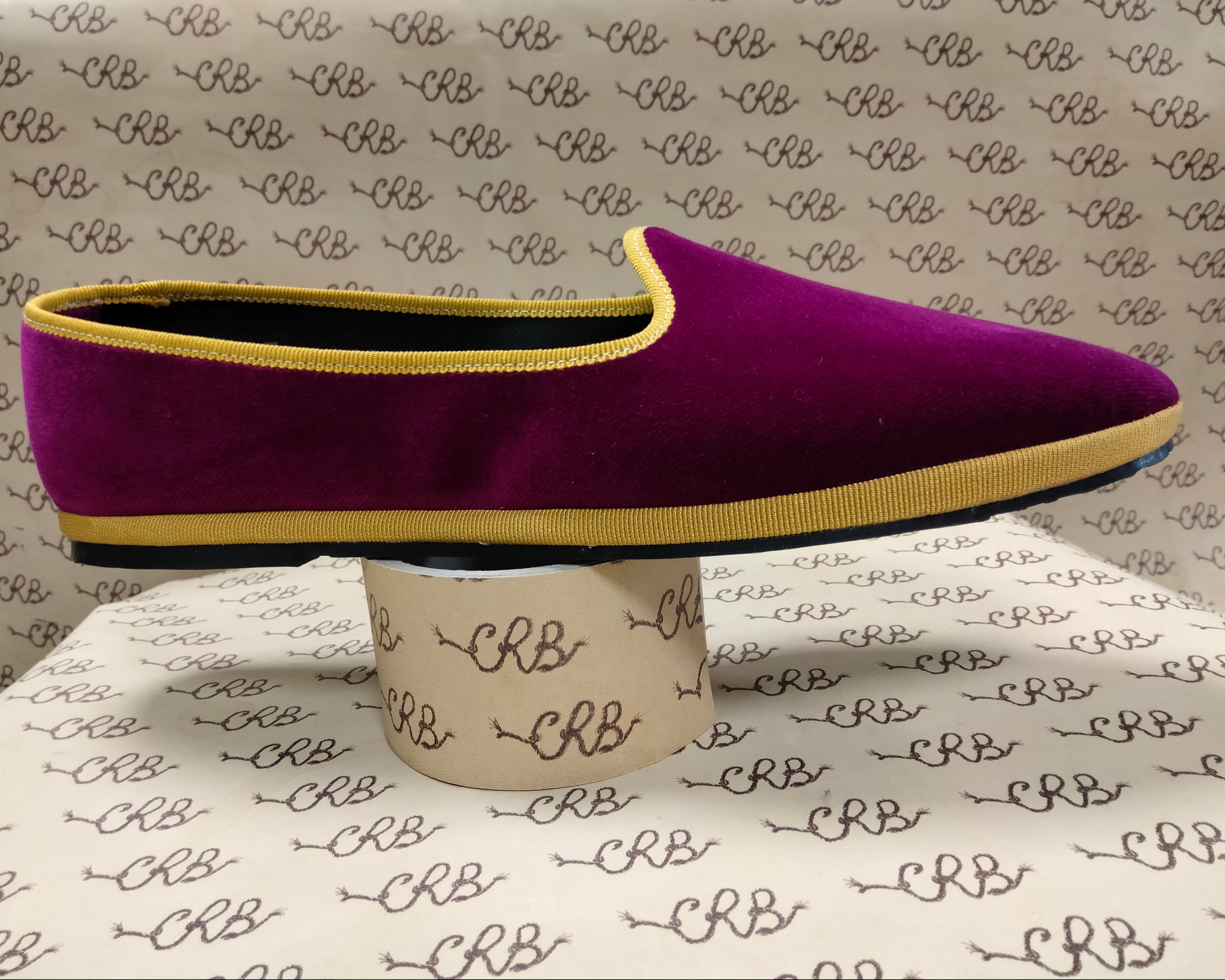 Friulana in velluto cotone fucsia con gros senape e fodera nera NUMERO 41